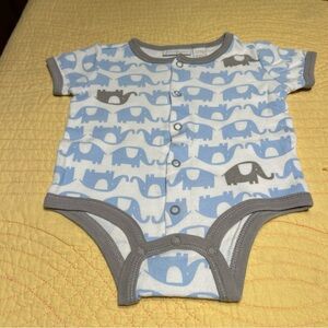 First Impressions Blue and Gray Elephant Print Bodysuit
